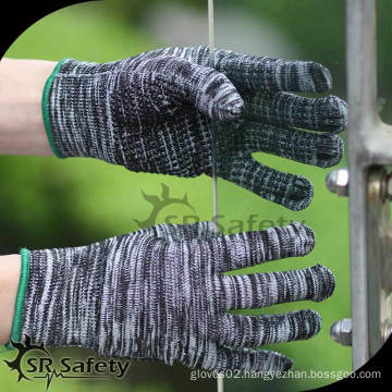 SRSafety cheapest dotted hand gloves/working glove/cotton gloves,7G brown and bleached